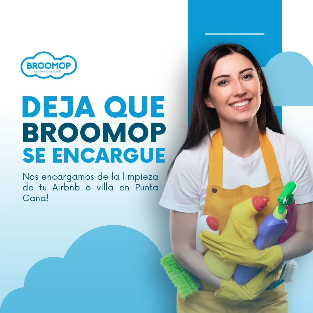 Afiche de Broomop sobre la limpieza de Airbnb y villas en Punta Cana