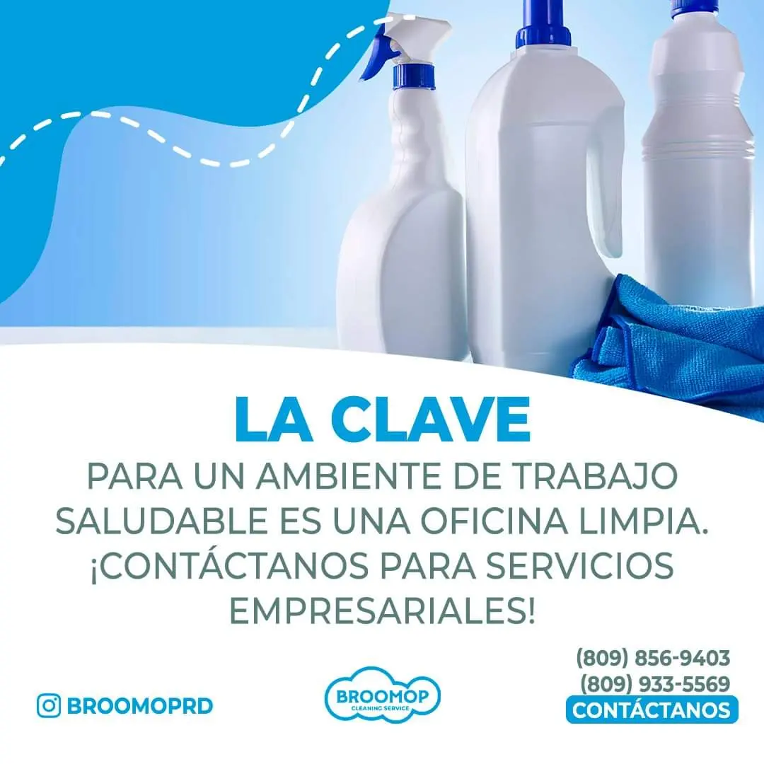 Afiche de Broomop sobre sus servicios de limpieza empresarial